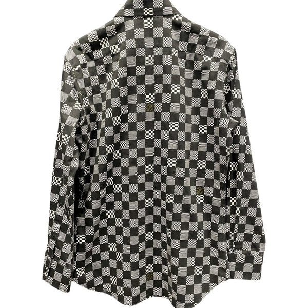 ルイ・ヴィトン LOUIS VUITTON ダミエディストーテッド長袖シャツ HKS71W ブラック コットン メンズ 長袖シャツ
