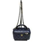 シャネル CHANEL トップハンドルココマークバニティチェーンショルダー AP2846 ネイビー ゴールド金具 ラム レディース ショルダーバッグ