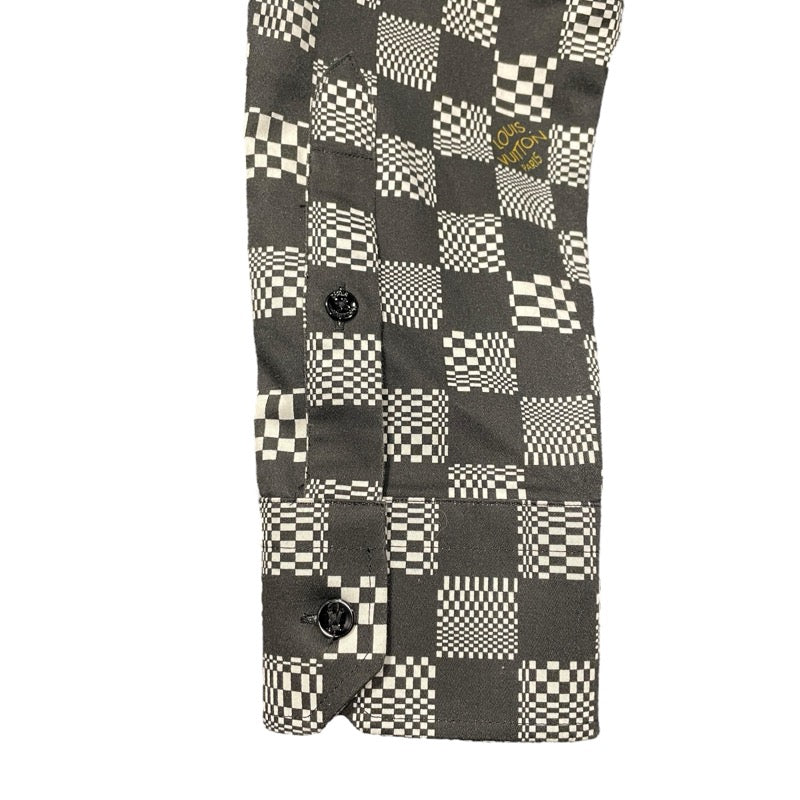ルイ・ヴィトン LOUIS VUITTON ダミエディストーテッド長袖シャツ HKS71W ブラック コットン メンズ 長袖シャツ