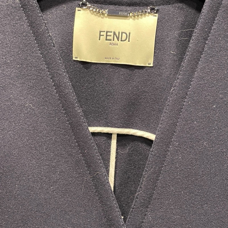 フェンディ FENDI ファーポケット付ベストコート FF8245 ネイビー ウール レディース ベスト