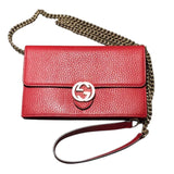 グッチ GUCCI インターロッキングGチェーンウォレット 510314 レッド レザー レディース ショルダーバッグ