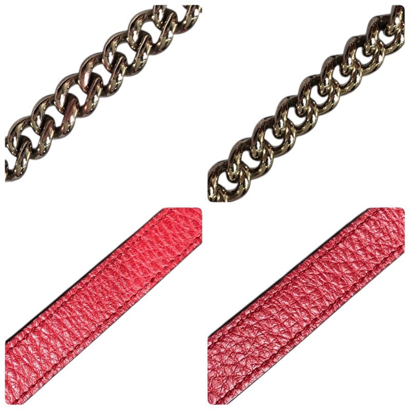 グッチ GUCCI インターロッキングGチェーンウォレット 510314 レッド レザー レディース ショルダーバッグ