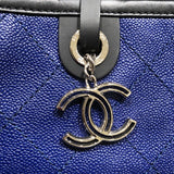 シャネル CHANEL オンザロードトートバッグ A92211 ブルー・ブラック　SV金具 キャビア レディース トートバッグ