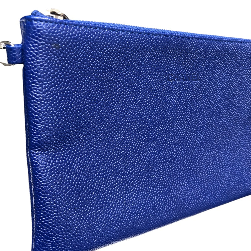 シャネル CHANEL オンザロードトートバッグ A92211 ブルー・ブラック　SV金具 キャビア レディース トートバッグ