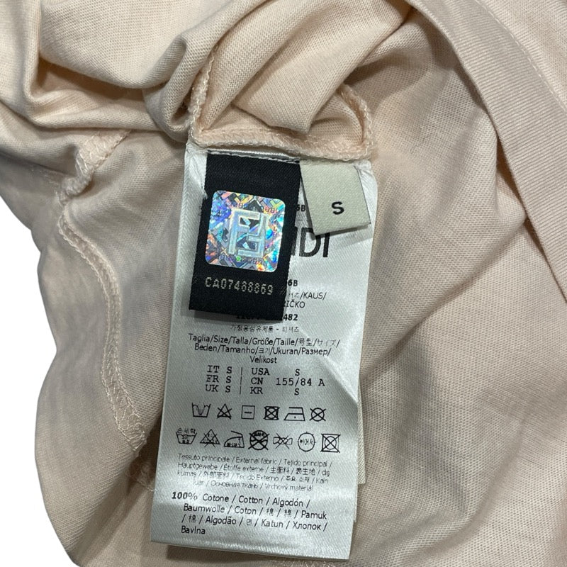 フェンディ FENDI ロゴ刺繍半袖Tシャツ FS7254 ピンク コットン レディース 半袖Ｔシャツ
