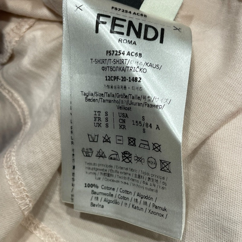 フェンディ FENDI ロゴ刺繍半袖Tシャツ FS7254 ピンク コットン レディース 半袖Ｔシャツ