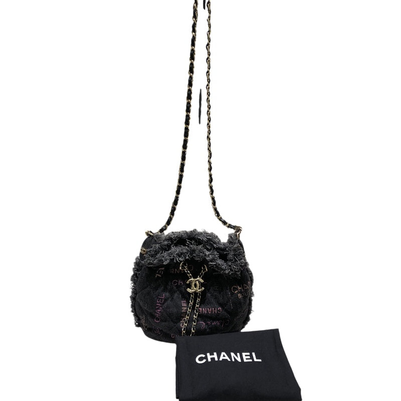 シャネル CHANEL マトラッセスモールバケットバッグ AS3091 ブラック　ゴールド金具 デニム レディース ショルダーバッグ