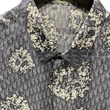 クリスチャン・ディオール Christian Dior x DENIM TEARS オブリーク半袖シャツ 193C545A5931 インディゴ シルク メンズ 半袖シャツ