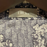 クリスチャン・ディオール Christian Dior x DENIM TEARS オブリーク半袖シャツ 193C545A5931 インディゴ シルク メンズ 半袖シャツ