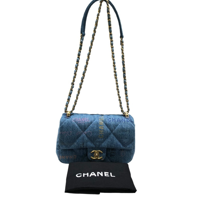 シャネル CHANEL ミニマトラッセスモールフラップ AS3134 デニム　ゴールド金具 デニム レディース ショルダーバッグ