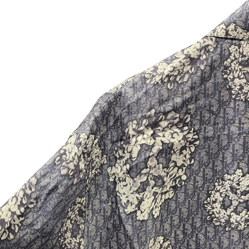 クリスチャン・ディオール Christian Dior x DENIM TEARS オブリーク半袖シャツ 193C545A5931 インディゴ シルク メンズ 半袖シャツ