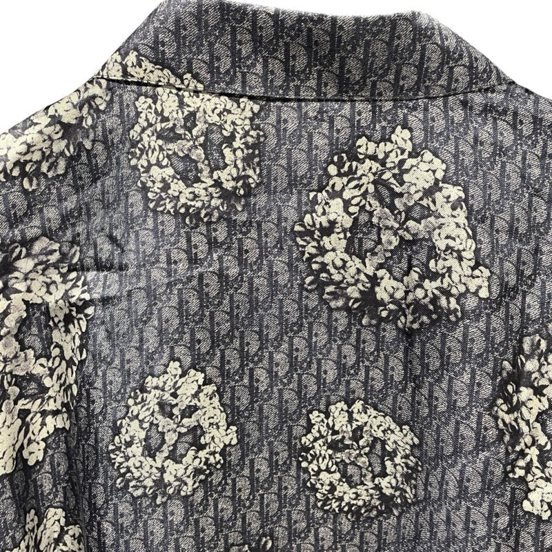 クリスチャン・ディオール Christian Dior x DENIM TEARS オブリーク半袖シャツ 193C545A5931 インディゴ シルク メンズ 半袖シャツ