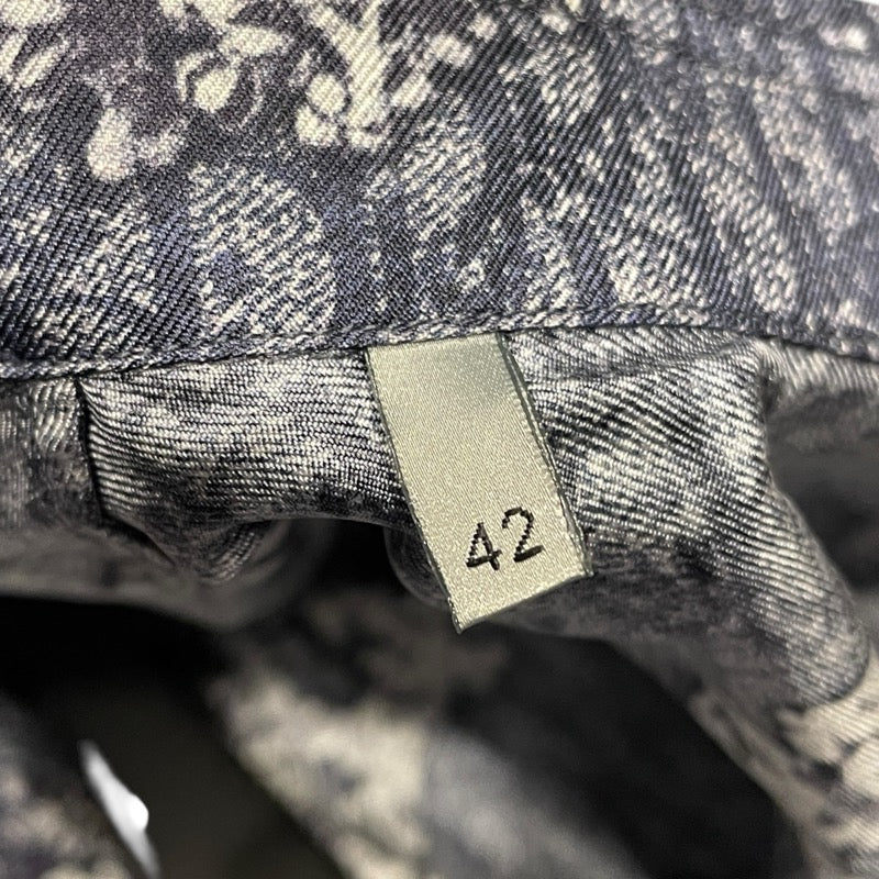 クリスチャン・ディオール Christian Dior x DENIM TEARS オブリーク半袖シャツ 193C545A5931 インディゴ シルク メンズ 半袖シャツ