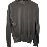 プラダ PRADA クールネック長袖ニットシャツ DNA641 ブラック コットン メンズ ニット