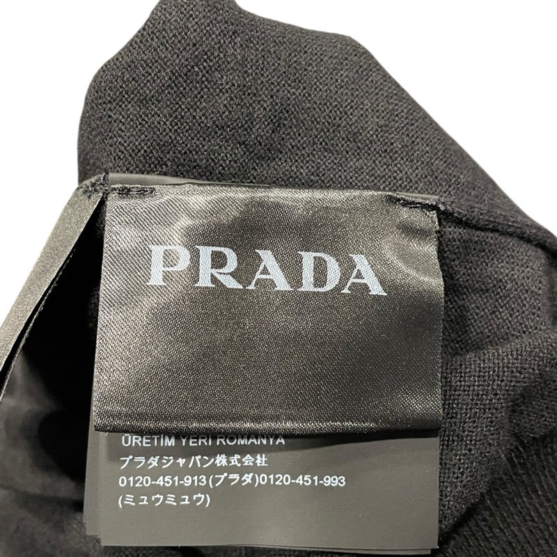 プラダ PRADA クールネック長袖ニットシャツ DNA641 ブラック コットン メンズ ニット