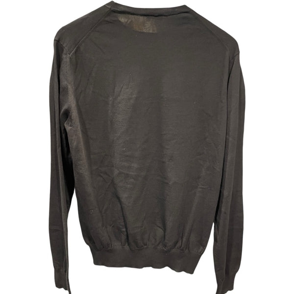 プラダ PRADA クールネック長袖ニットシャツ DNA641 ブラック コットン メンズ ニット