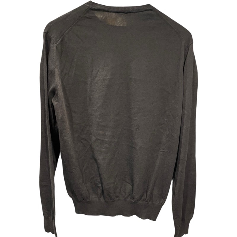 プラダ PRADA クールネック長袖ニットシャツ DNA641 ブラック コットン メンズ ニット