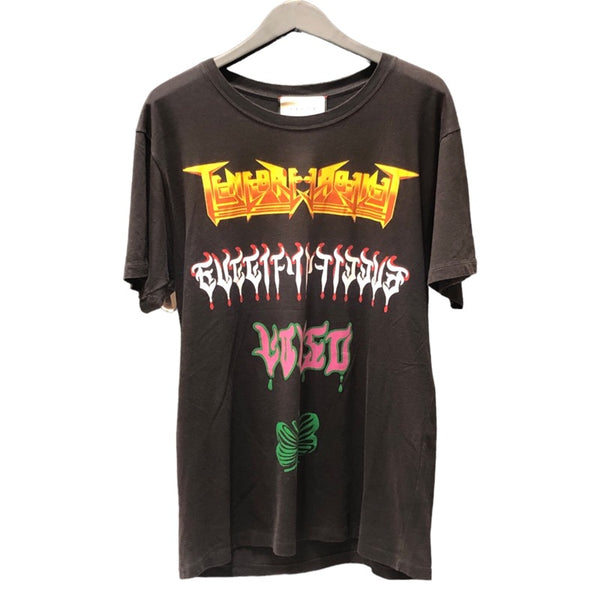 グッチ GUCCI メタルロゴプリントTシャツ 493117 M ブラック コットン メンズ 半袖Ｔシャツ