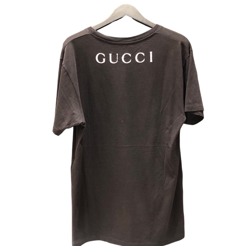 グッチ GUCCI メタルロゴプリントTシャツ 493117 M ブラック コットン メンズ 半袖Ｔシャツ