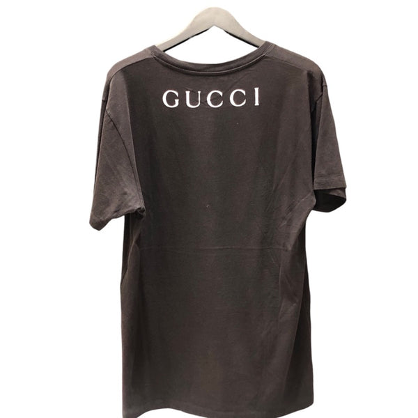 グッチ GUCCI メタルロゴプリントTシャツ 493117 ブラック コットン メンズ 半袖Ｔシャツ