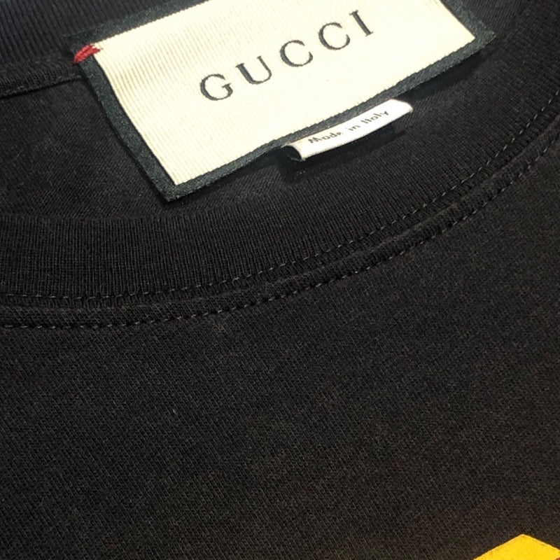 グッチ GUCCI メタルロゴプリントTシャツ 493117 M ブラック コットン メンズ 半袖Ｔシャツ