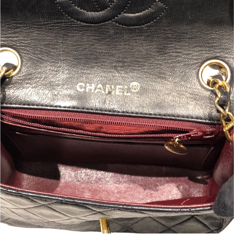 シャネル CHANEL ミニマトラッセ A01115 ブラック ゴールド金具 ラム レディース ショルダーバッグ