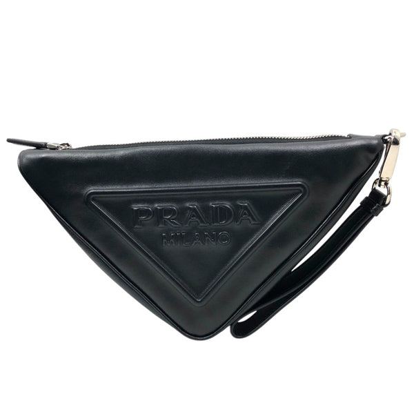 プラダ PRADA トライアングル クラッチバッグ 1NE039 ブラック ナッパレザー メンズ クラッチバッグ