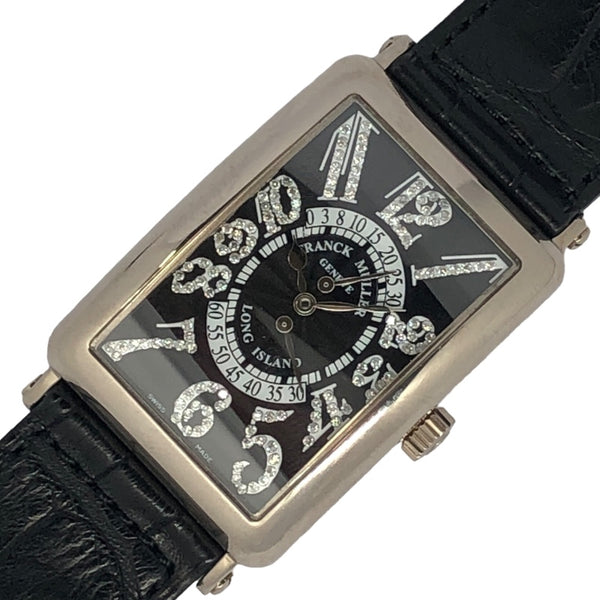 フランク・ミュラー FRANCK MULLER ロングアイランド ビーレトログラード 1100 DSR CD ブラック K18WG/革ベルト（社外品）  自動巻き メンズ 置時計