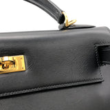 エルメス HERMES ケリー28 □F刻印 ブラック GD金具 ボックスカーフ レディース ショルダーバッグ