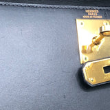 エルメス HERMES ケリー28 □F刻印 ブラック GD金具 ボックスカーフ レディース ショルダーバッグ