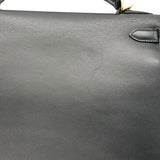 エルメス HERMES ケリー28 □F刻印 ブラック GD金具 ボックスカーフ レディース ショルダーバッグ