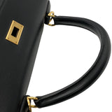 エルメス HERMES ケリー28 □F刻印 ブラック GD金具 ボックスカーフ レディース ショルダーバッグ
