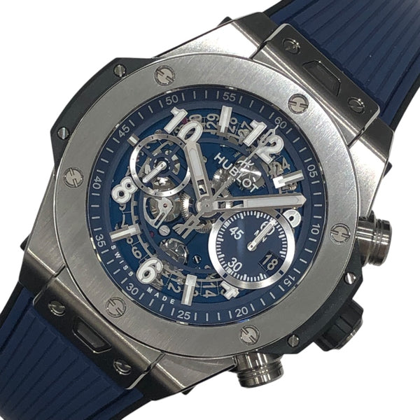 ウブロ HUBLOT ビッグバン　ウニコ　チタニウム　 421.NX.5170.RX ブルー チタン メンズ 腕時計