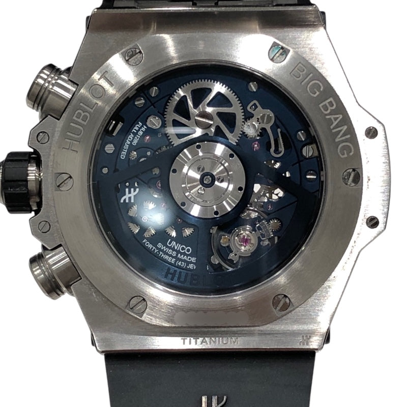 ウブロ HUBLOT ビッグバン　ウニコ　チタニウム　 421.NX.5170.RX ブルー チタン メンズ 腕時計