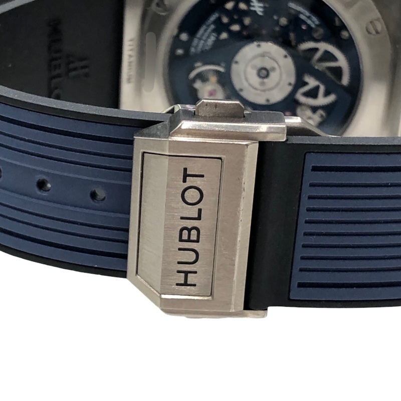 ウブロ HUBLOT ビッグバン　ウニコ　チタニウム　 421.NX.5170.RX ブルー チタン メンズ 腕時計