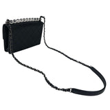 シャネル CHANEL クリアパール スモールフラップチェーンショルダー AS0585 ブラック シルバー金具 ラムスキン レディース ショルダーバッグ