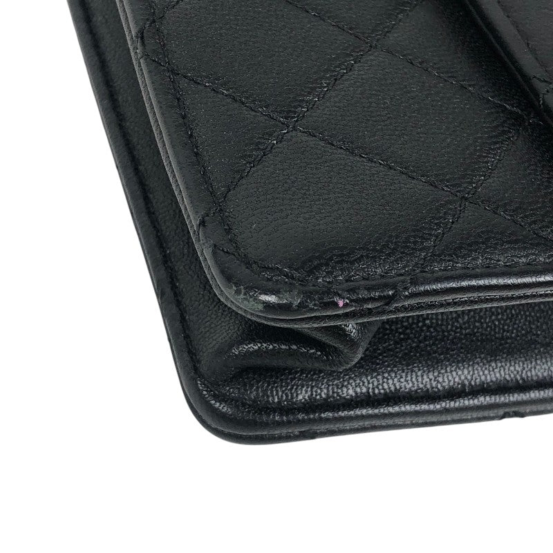 シャネル CHANEL クリアパール スモールフラップチェーンショルダー AS0585 ブラック シルバー金具 ラムスキン レディース ショルダーバッグ