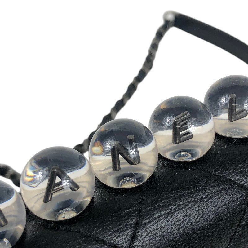 シャネル CHANEL クリアパール スモールフラップチェーンショルダー AS0585 ブラック シルバー金具 ラムスキン レディース ショルダーバッグ