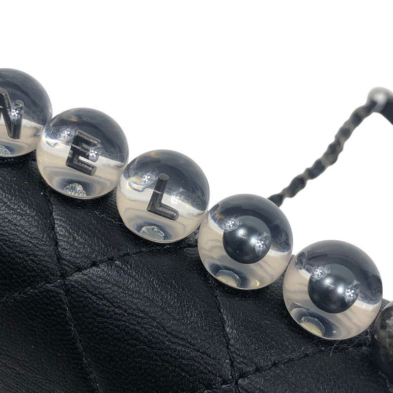 シャネル CHANEL クリアパール スモールフラップチェーンショルダー AS0585 ブラック シルバー金具 ラムスキン レディース ショルダーバッグ