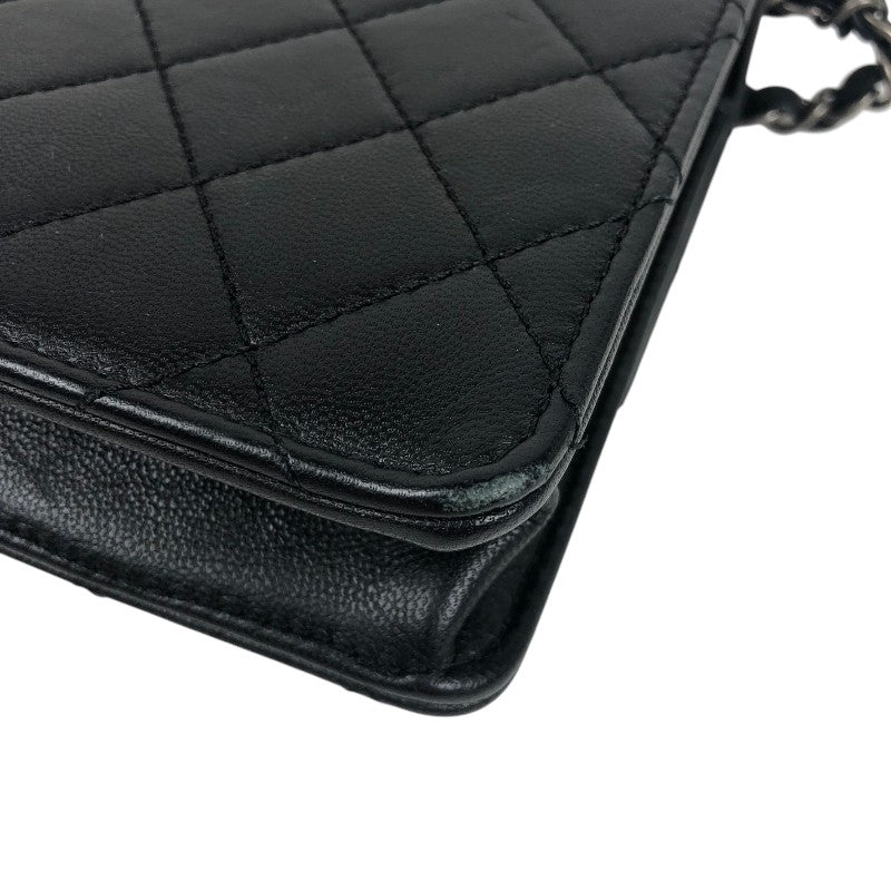 シャネル CHANEL クリアパール スモールフラップチェーンショルダー AS0585 ブラック シルバー金具 ラムスキン レディース ショルダーバッグ