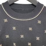 フェンディ FENDI ロゴ半袖ニットシャツ FZY925 ブラック レーヨン レディース 半袖シャツ