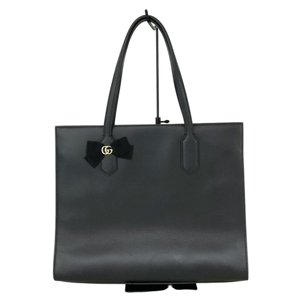 グッチ GUCCI ﾚｻﾞｰ ﾘﾎﾞﾝﾄｰﾄ 440055 ブラック/ｺﾞｰﾙﾄﾞ金具 レザー レディース トートバッグ