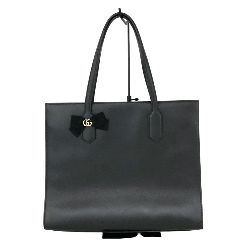 グッチ GUCCI ﾚｻﾞｰ ﾘﾎﾞﾝﾄｰﾄ 440055 ブラック/ｺﾞｰﾙﾄﾞ金具 レザー レディース トートバッグ