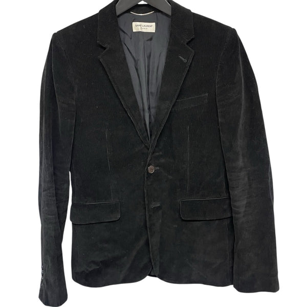 サンローラン SAINT LAURENT エルボーパッチテーラードジャケット ブラック コーデュロイ メンズ テーラードジャケット