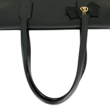グッチ GUCCI ﾚｻﾞｰ ﾘﾎﾞﾝﾄｰﾄ 440055 ブラック/ｺﾞｰﾙﾄﾞ金具 レザー レディース トートバッグ