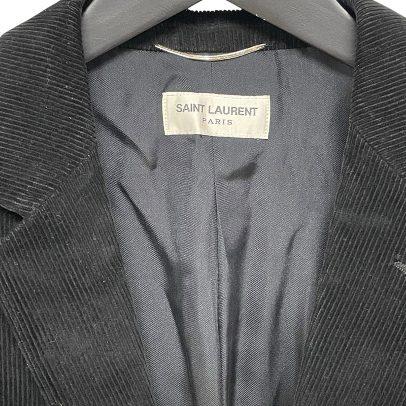 サンローラン SAINT LAURENT エルボーパッチテーラードジャケット ブラック コーデュロイ メンズ テーラードジャケット