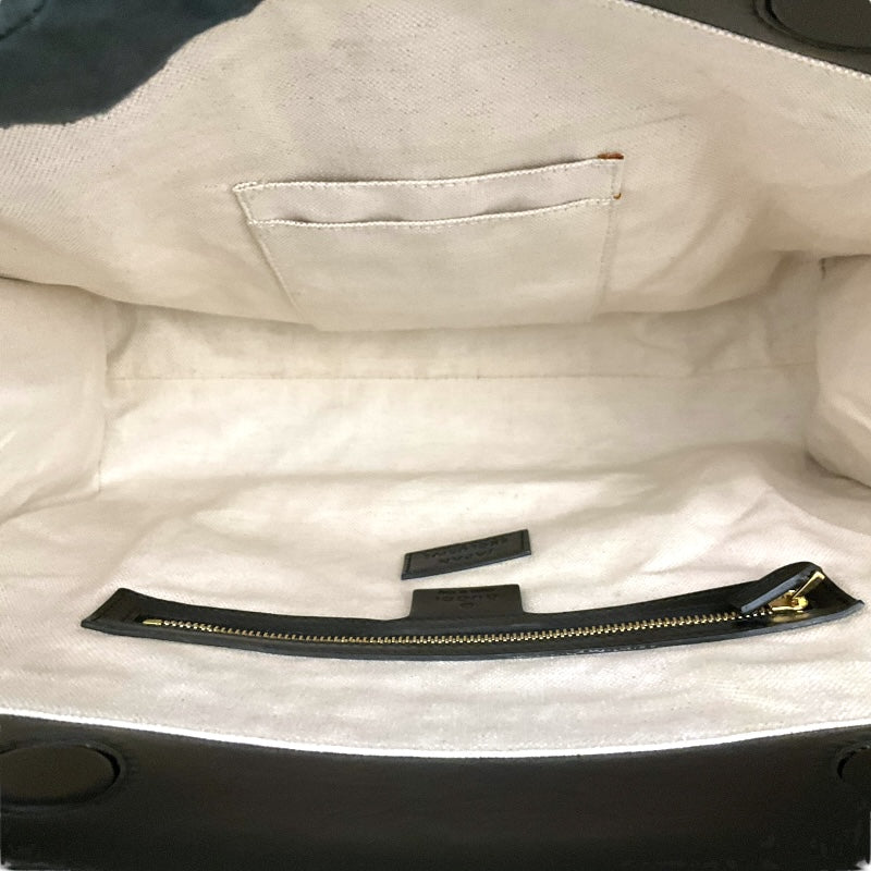 グッチ GUCCI ﾚｻﾞｰ ﾘﾎﾞﾝﾄｰﾄ 440055 ブラック/ｺﾞｰﾙﾄﾞ金具 レザー レディース トートバッグ