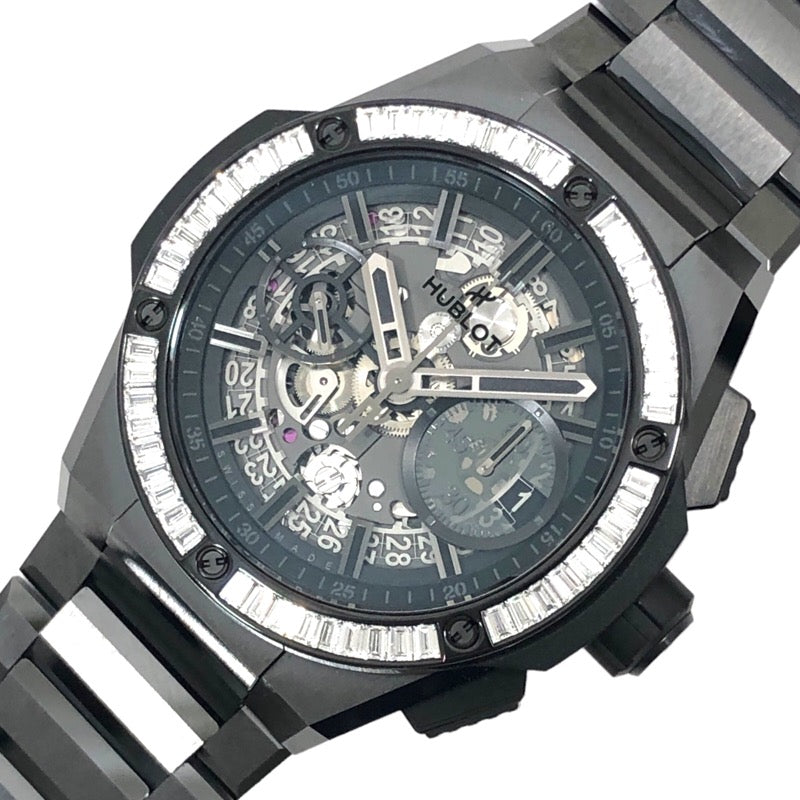 ウブロ HUBLOT ビッグバン インテグレーテッド オールブラック バゲットダイヤモンド 451.CX.1140.CX.1940 マットブラックスケルトン セラミック メンズ 腕時計