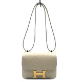 エルメス HERMES コンスタンスミニ U刻 ホワイト/ゴールド金具 オーストリッチ レディース ショルダーバッグ