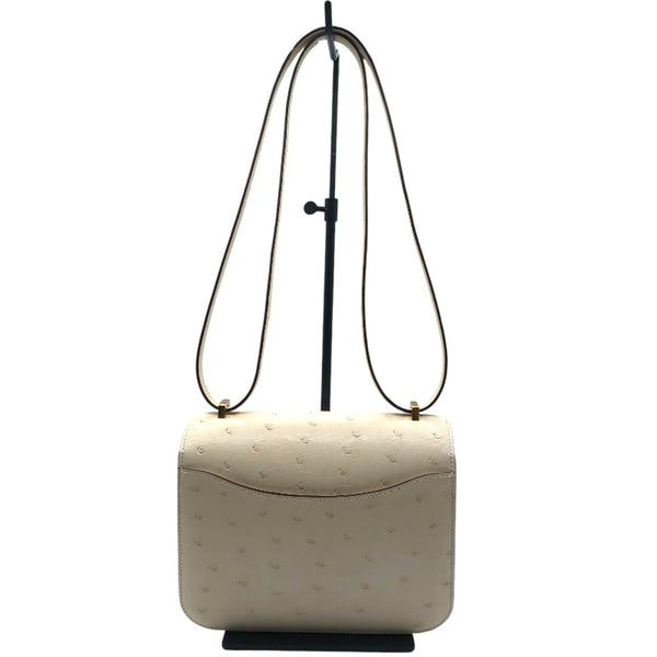 エルメス HERMES コンスタンスミニ U刻 ホワイト/ゴールド金具 オーストリッチ レディース ショルダーバッグ